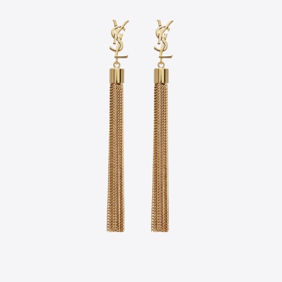 Saint LaurentYSL LouLou Chain Tassel Earrings — Gold Tone